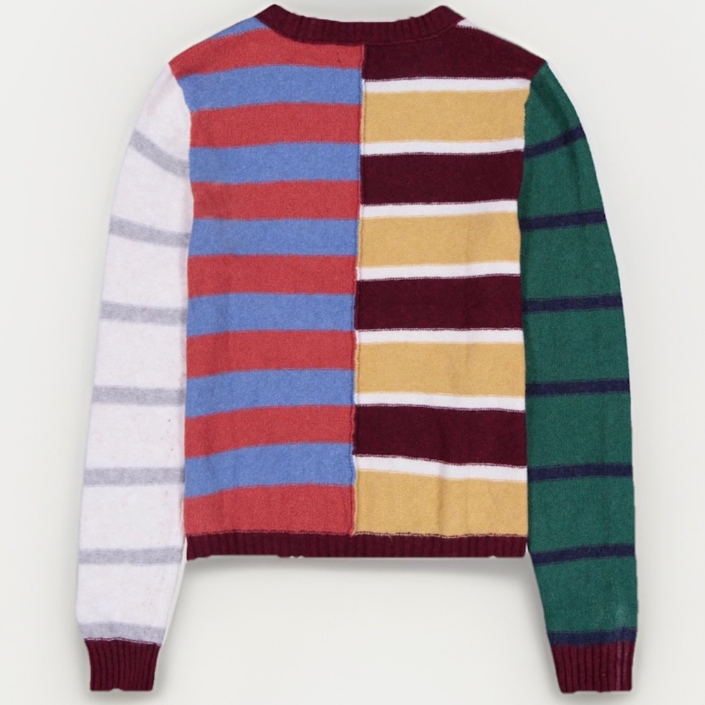 American Eagle Patchwork Crew Neck Sweater Stripe… - image 2